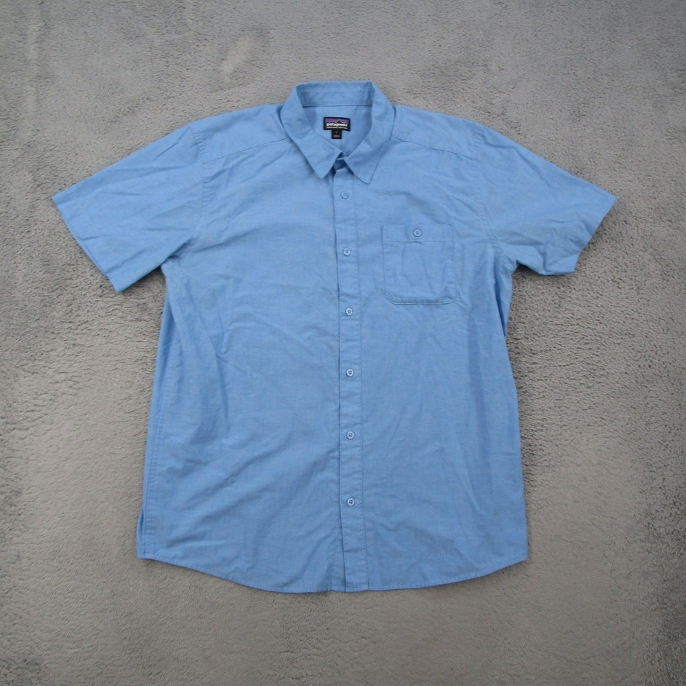 Patagonia Shirt Mens L Blue Short Sleeve Organic Go To Button Down 52691